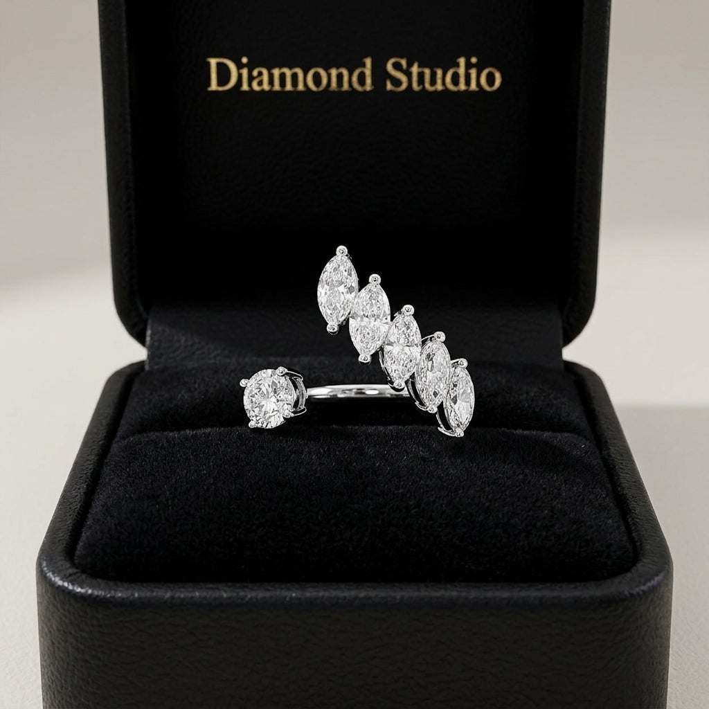 1.45 CT Round Lab-Grown Diamond Statement Ring in 14K White Gold (D–F / VS1–VS2)