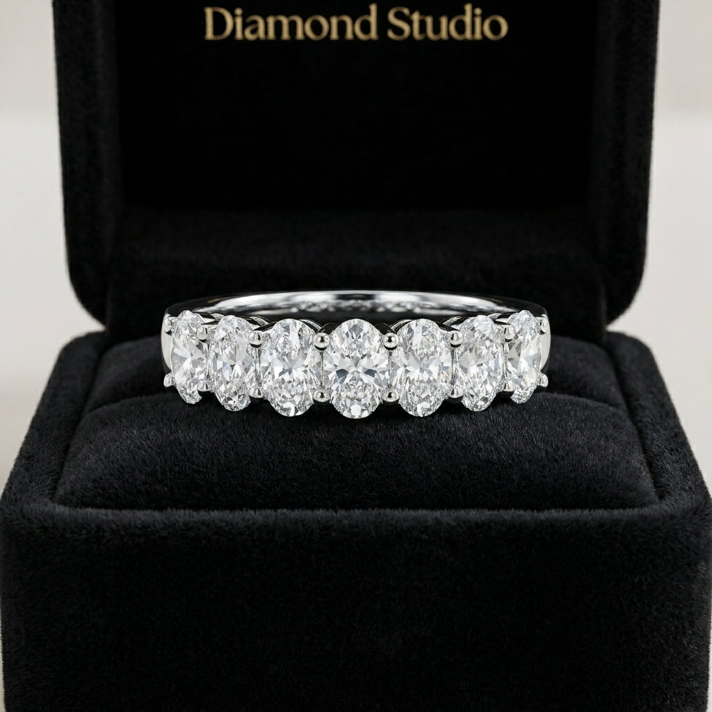 1.09 CT Lab-Grown Diamond Half Eternity Ring in 14K White Gold (D–F / VS1–VS2)