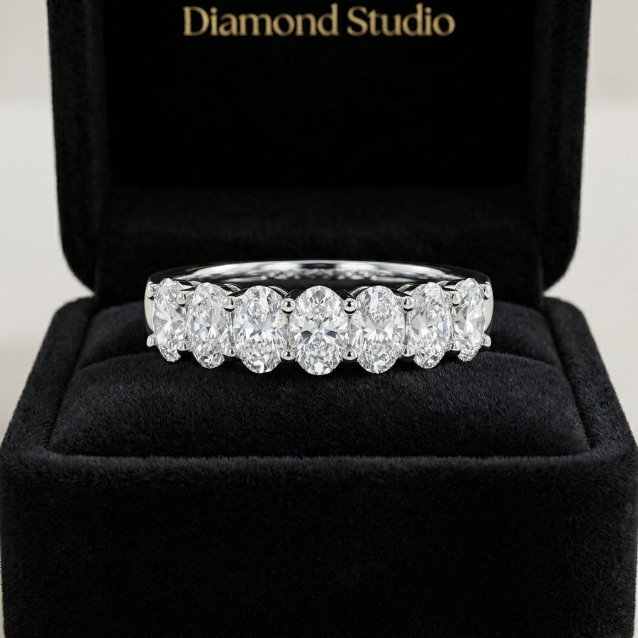 1.09 CT Lab-Grown Diamond Half Eternity Ring in 14K White Gold (D–F / VS1–VS2)