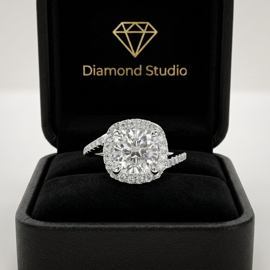 Paloma 1.35 Carat Cushion Cut Pave Halo Engagement Ring