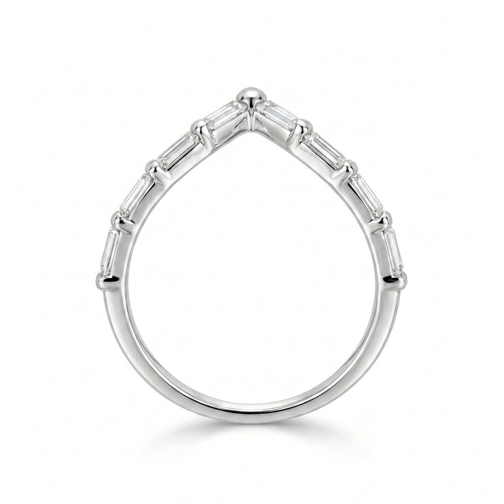 1.00 CT Lab-Grown Diamond Chevron Fashion Ring in 14K White Gold (D–F / VS1–VS2)