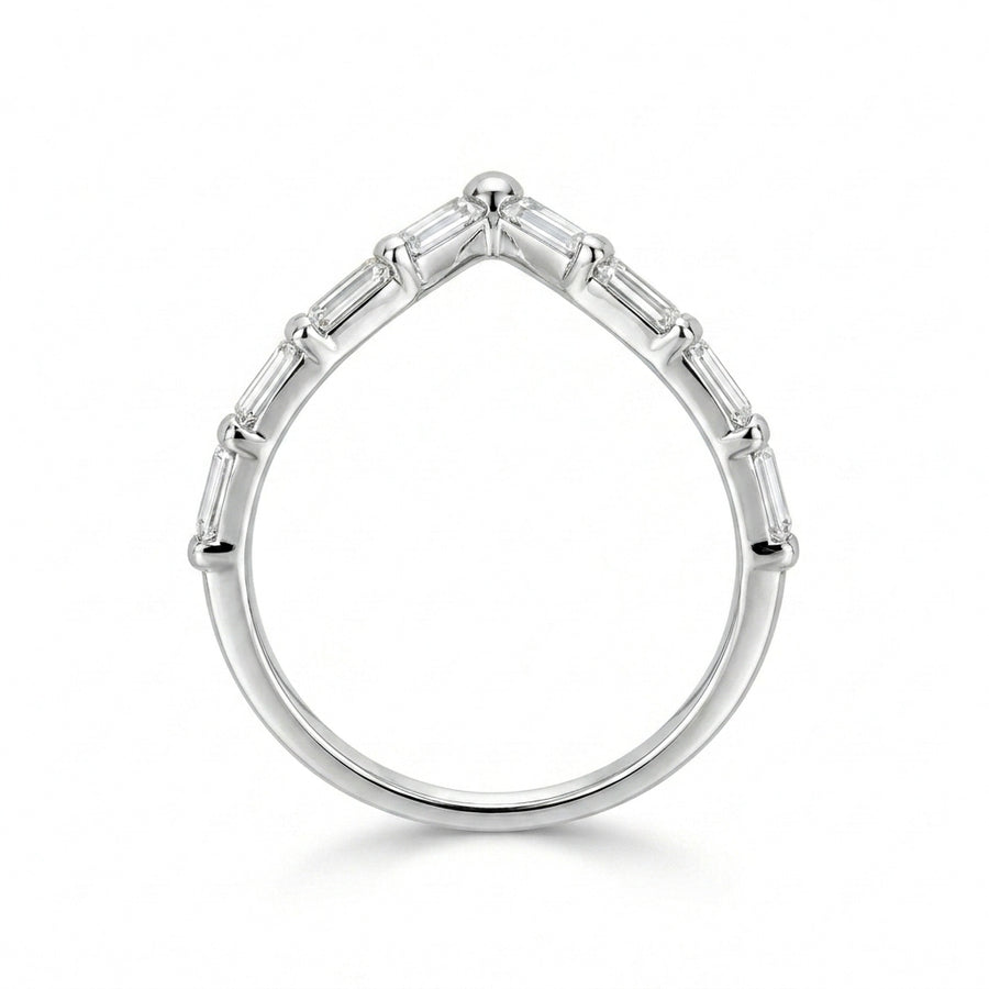 1.00 CT Lab-Grown Diamond Chevron Fashion Ring in 14K White Gold (D–F / VS1–VS2)