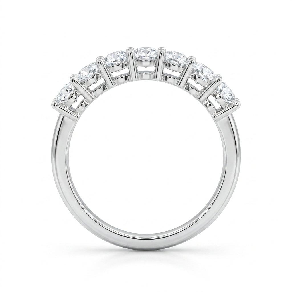 1.09 CT Lab-Grown Diamond Half Eternity Ring in 14K White Gold (D–F / VS1–VS2)
