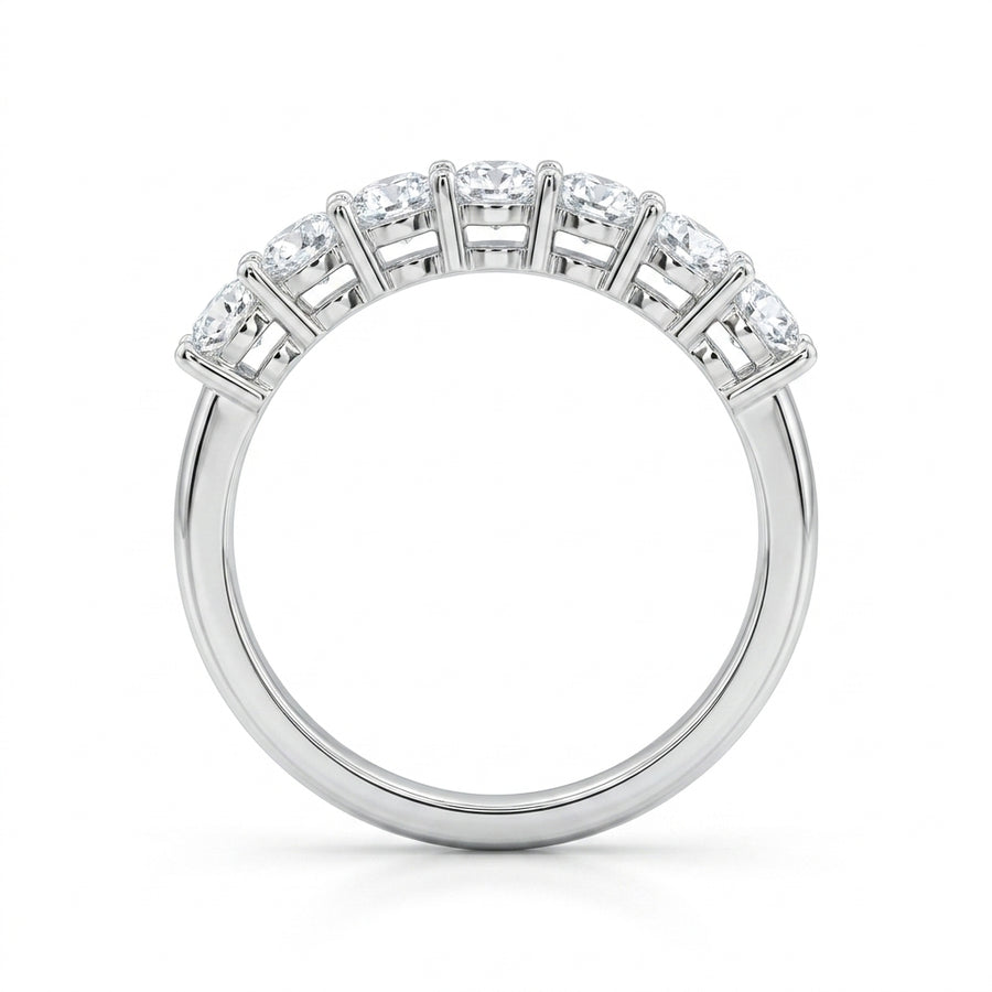 1.09 CT Lab-Grown Diamond Half Eternity Ring in 14K White Gold (D–F / VS1–VS2)