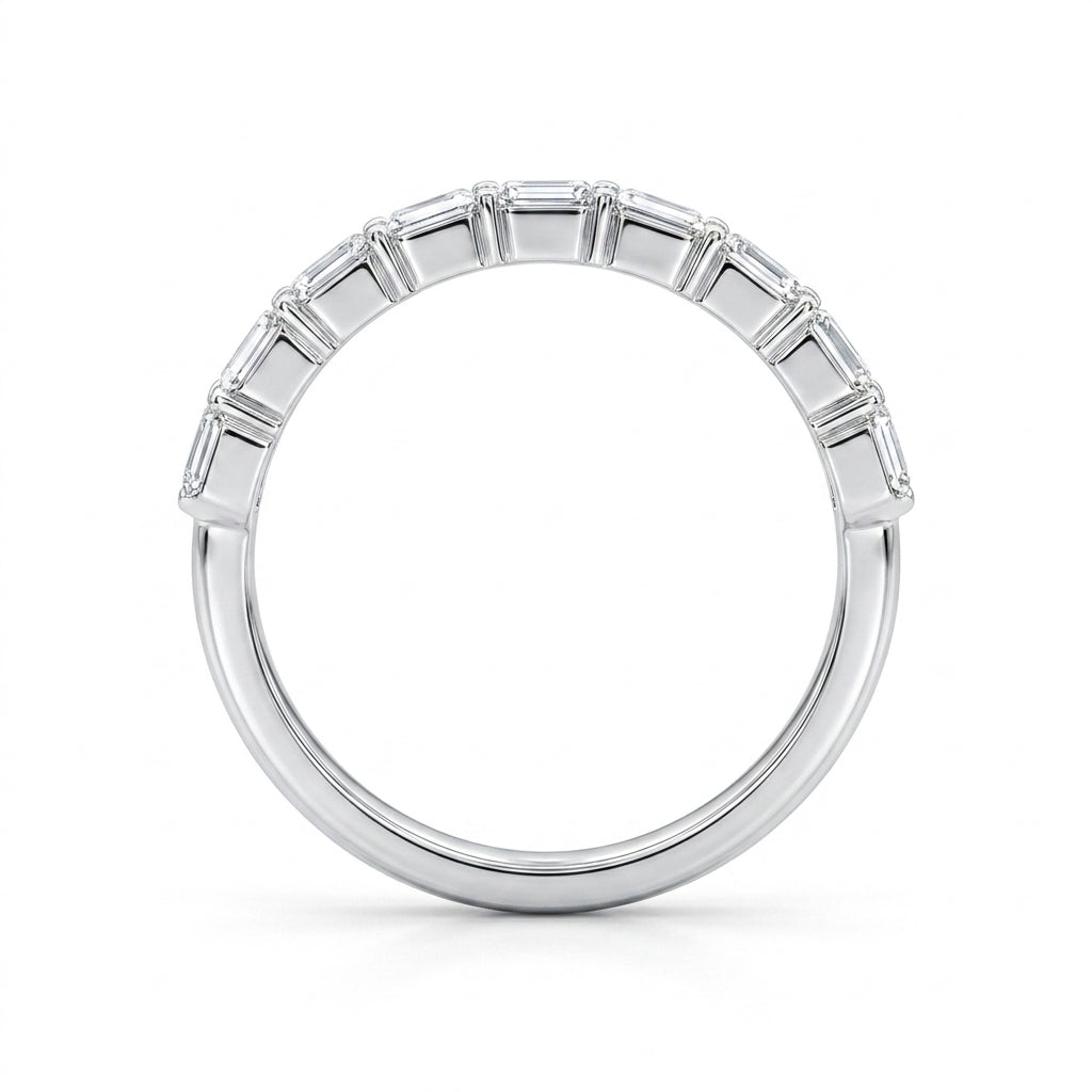 1.00 CT Lab-Grown Diamond Half Eternity Ring in 14K White Gold (D–F / VS1–VS2)