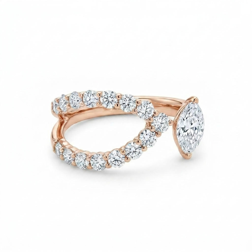 14K White Gold Lab-Grown Diamond Statement Fashion Ring (1.00 CTW – D–F / VS1–VS2)