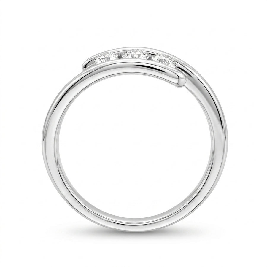 1.00 CT Round Lab-Grown Diamond Three-Stone Bypass Ring in 14K White Gold – Custom Wedding Gift Design