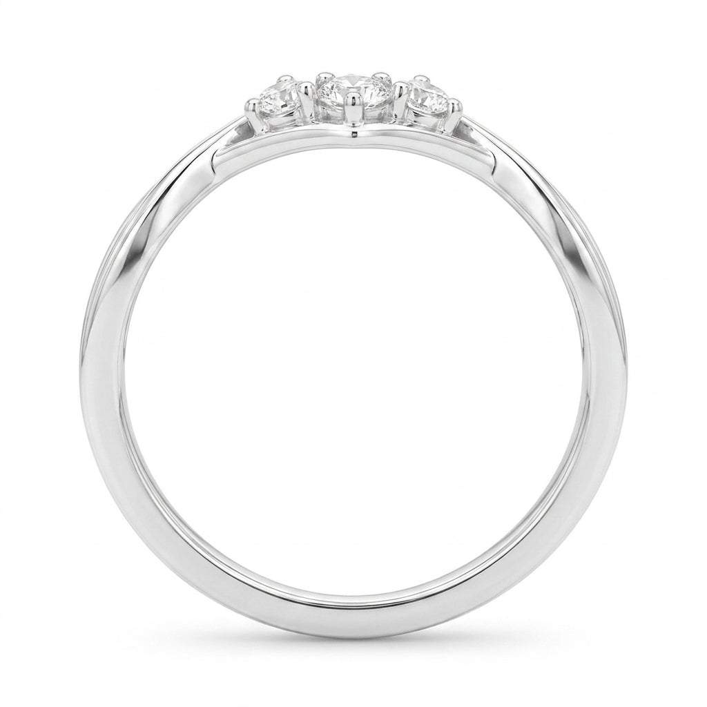 1.00 CT Minimal Twisted Lab-Grown Diamond Trilogy Engagement Ring in 14K White Gold – Dainty Three-Stone Promise Design