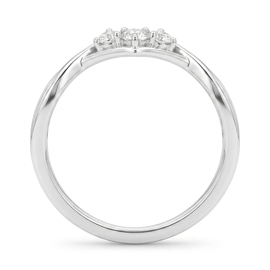 1.00 CT Minimal Twisted Lab-Grown Diamond Trilogy Engagement Ring in 14K White Gold – Dainty Three-Stone Promise Design