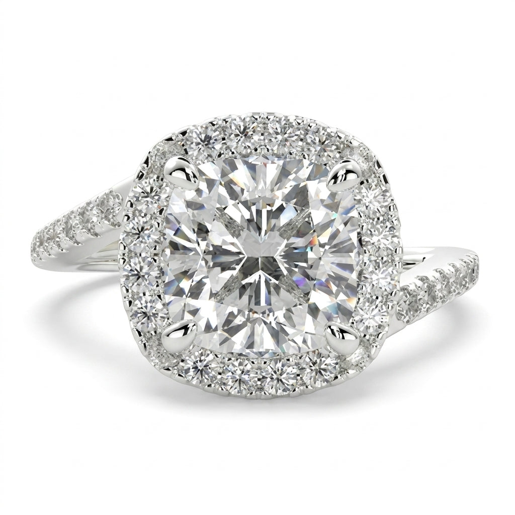 Paloma 1.35 Carat Cushion Cut Pave Halo Engagement Ring