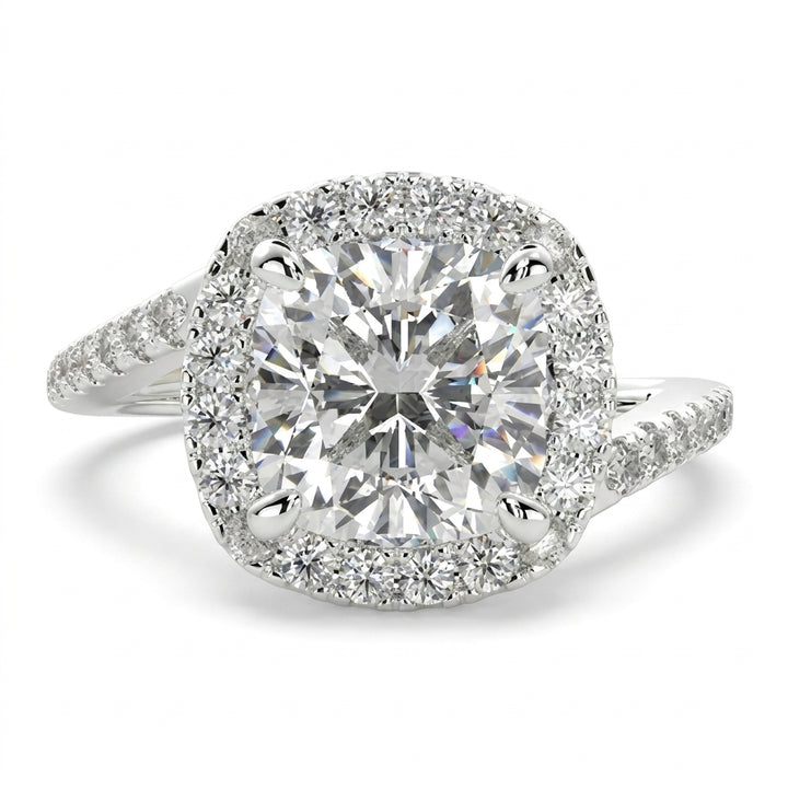 Paloma 2.35 Carat Cushion Cut Pave Halo Engagement Ring