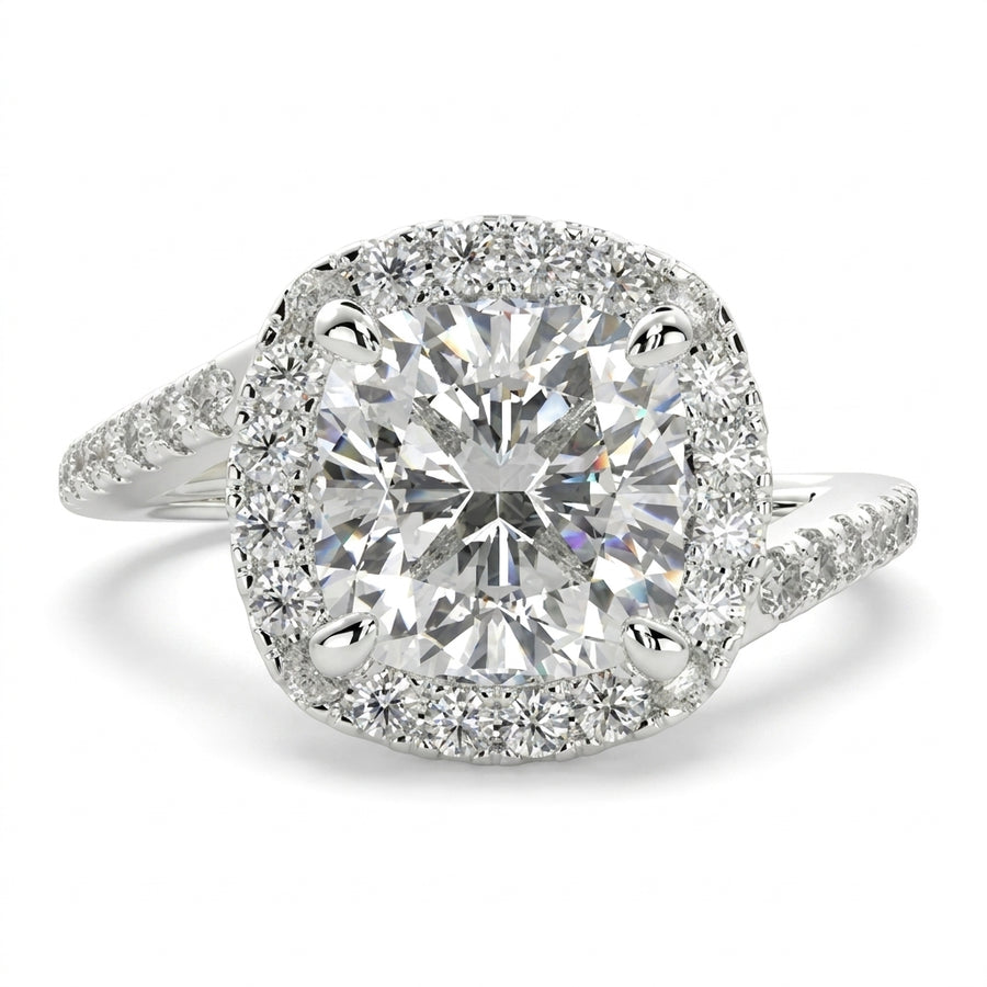 Paloma 1.35 Carat Cushion Cut Pave Halo Engagement Ring