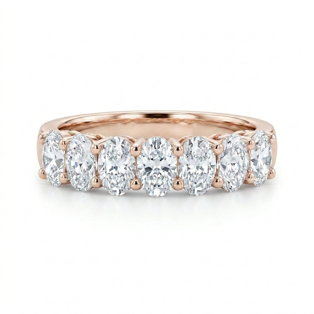 1.09 CT Lab-Grown Diamond Half Eternity Ring in 14K White Gold (D–F / VS1–VS2)