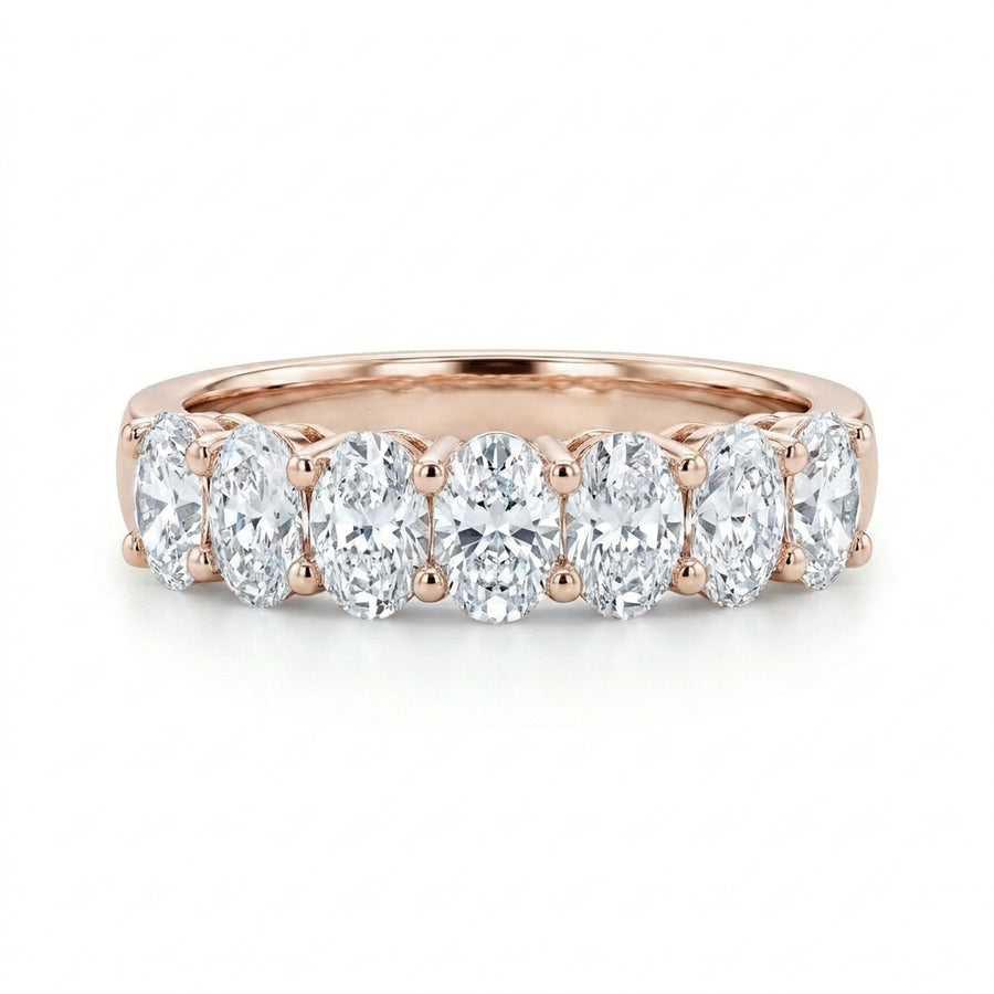 1.09 CT Lab-Grown Diamond Half Eternity Ring in 14K White Gold (D–F / VS1–VS2)