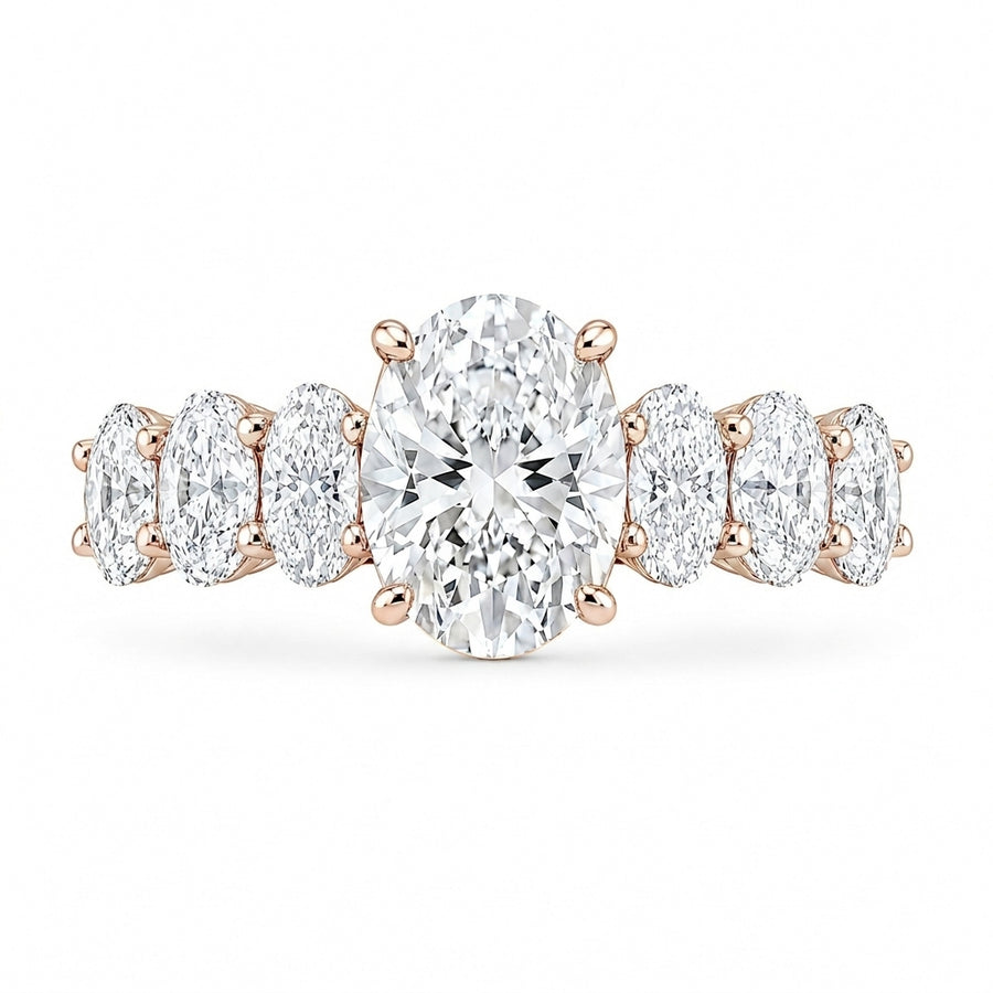 3.50 CT Oval Lab-Grown Diamond Hidden Halo Engagement Ring in 14K White Gold – Micro Pavé Band Design