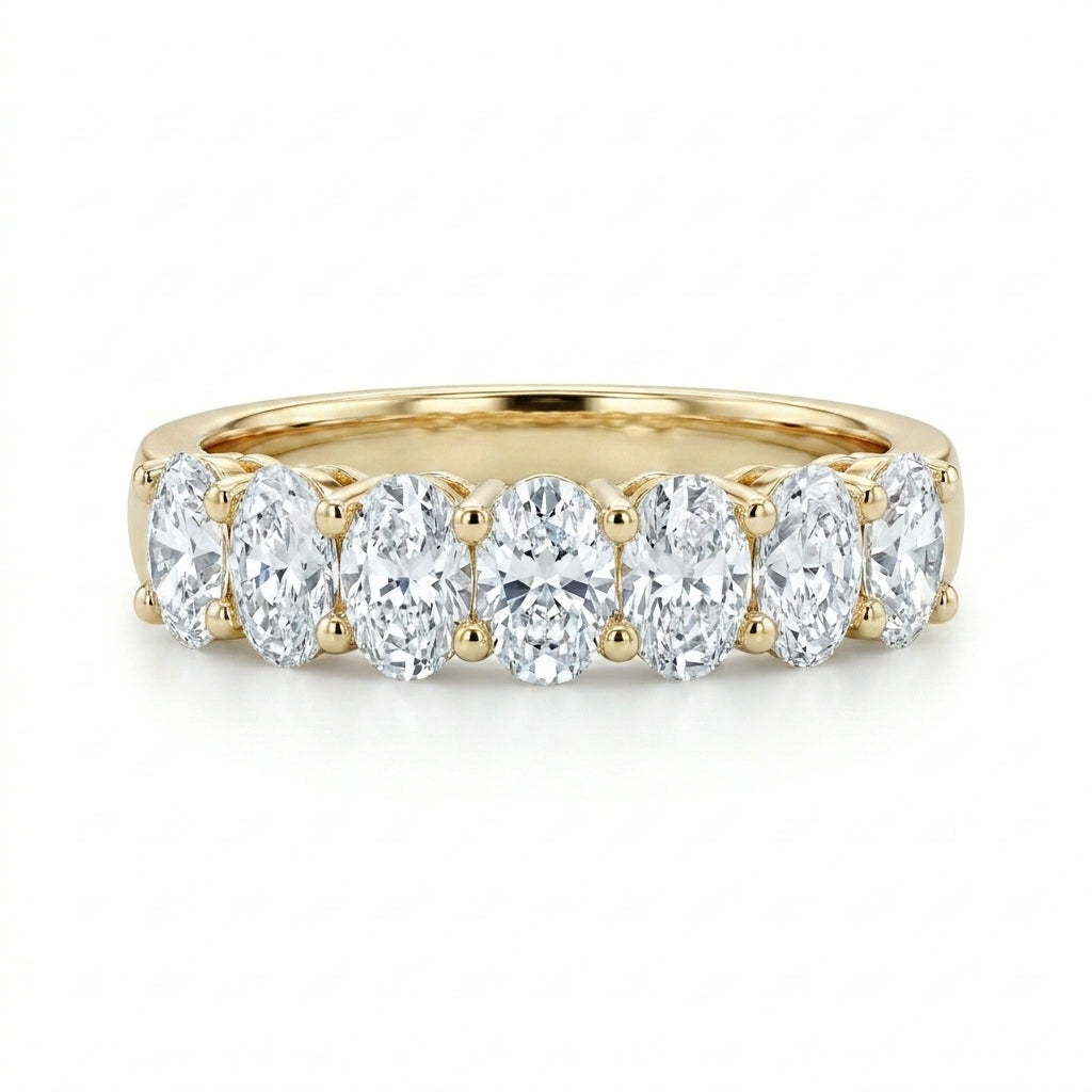 1.09 CT Lab-Grown Diamond Half Eternity Ring in 14K White Gold (D–F / VS1–VS2)