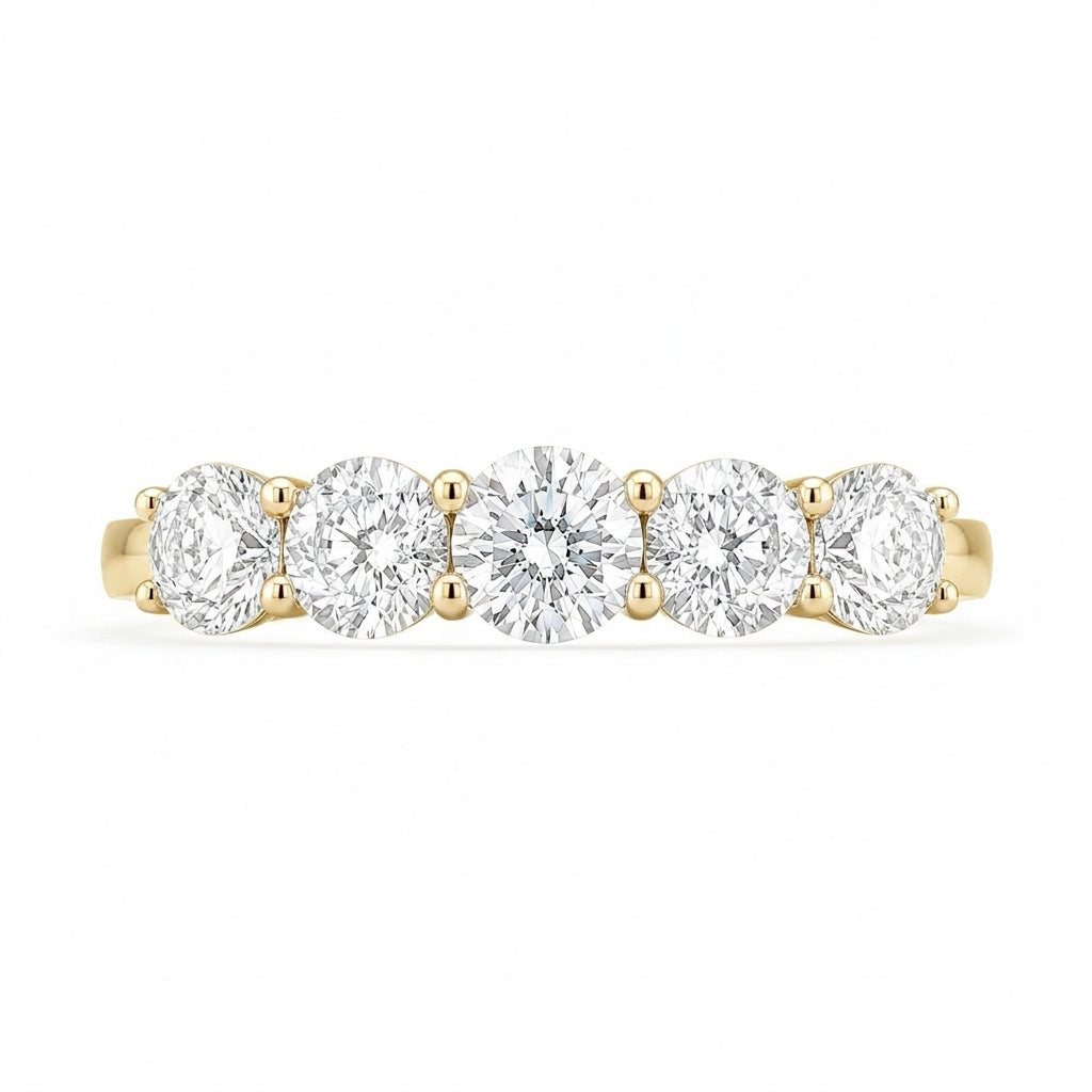 1.90 CT 5-Stone Lab-Grown Diamond Band Ring in 14K White Gold (D–F / VS1–VS2)