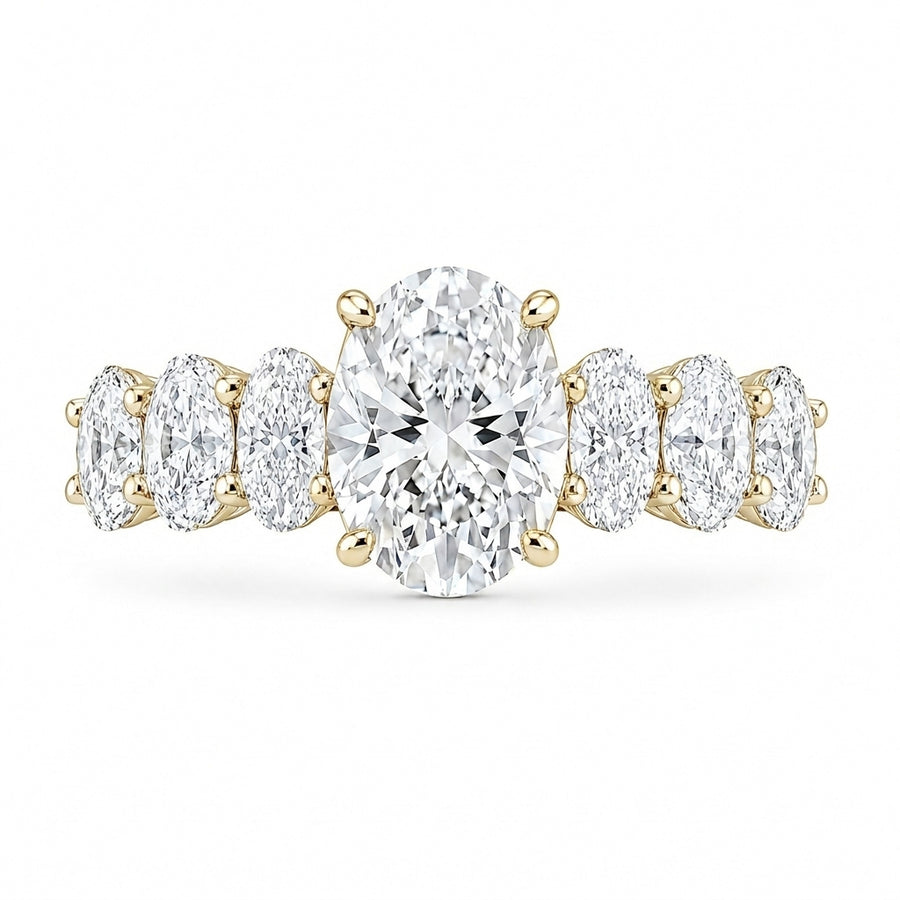 3.50 CT Oval Lab-Grown Diamond Hidden Halo Engagement Ring in 14K White Gold – Micro Pavé Band Design