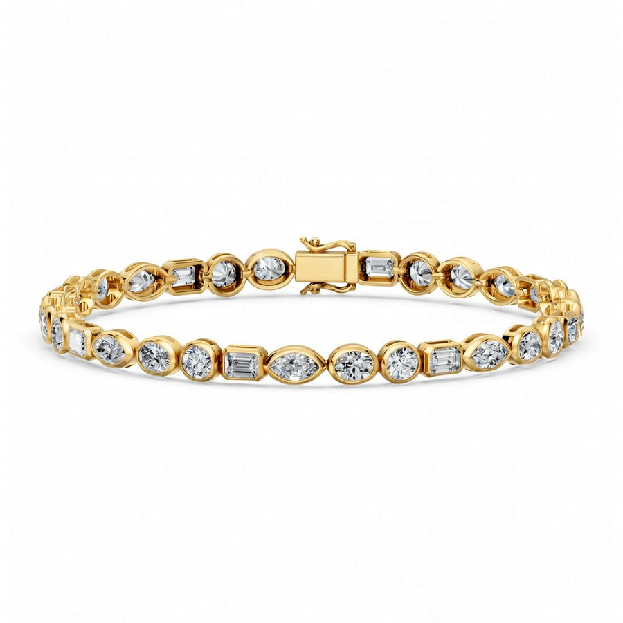 7.06 Carat Emerald Cut Diamond Tennis Bracelet VS1 D F White Gold 14k