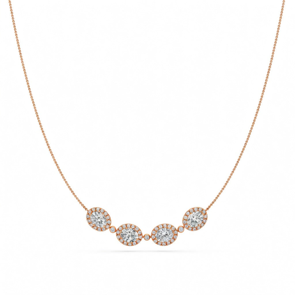 4.8 Ct Oval Round Cut Diamond Chain Necklace VS1 D-F White Gold 14k