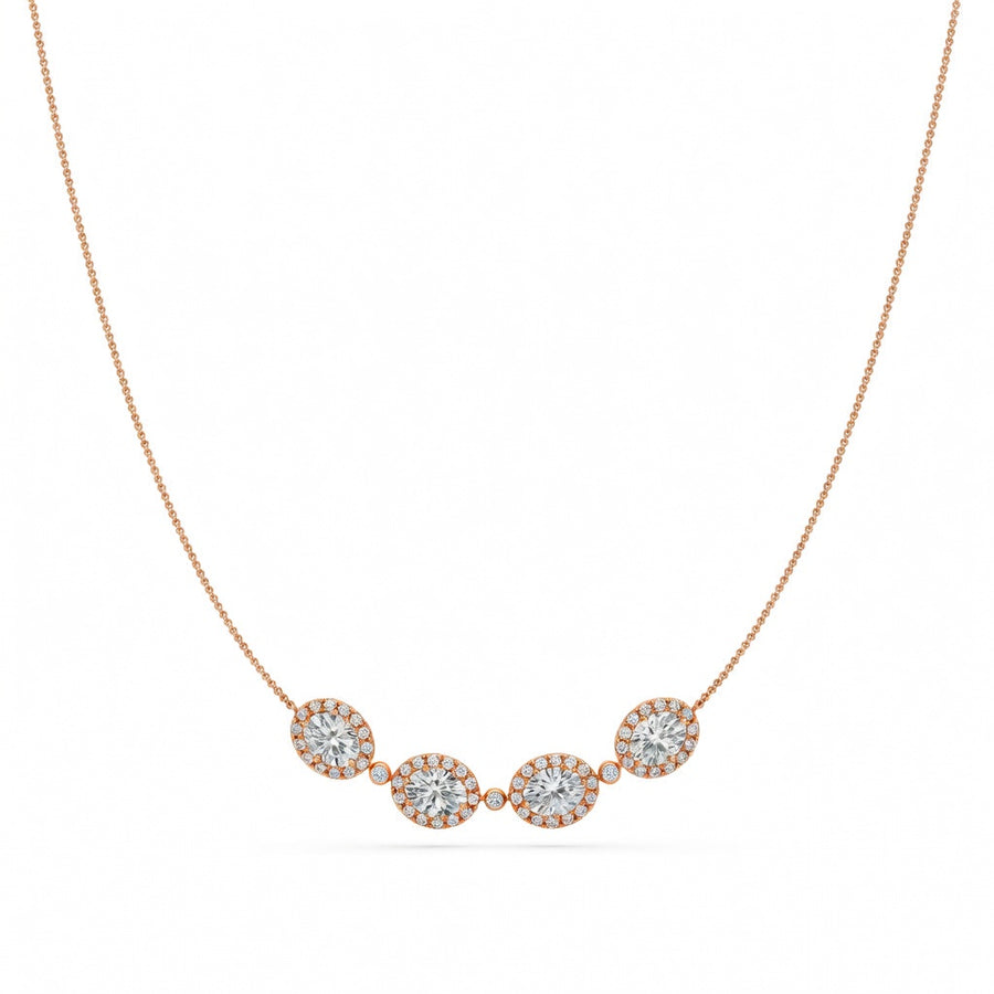 4.8 Ct Oval Round Cut Diamond Chain Necklace VS1 D-F White Gold 14k