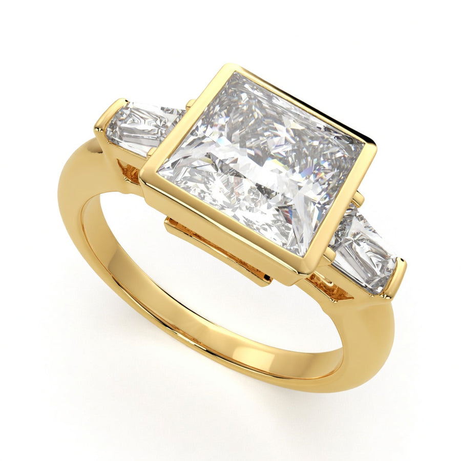 Emilia 4.5 Carat Princess Cut Trilogy 3 Stone Engagement Ring