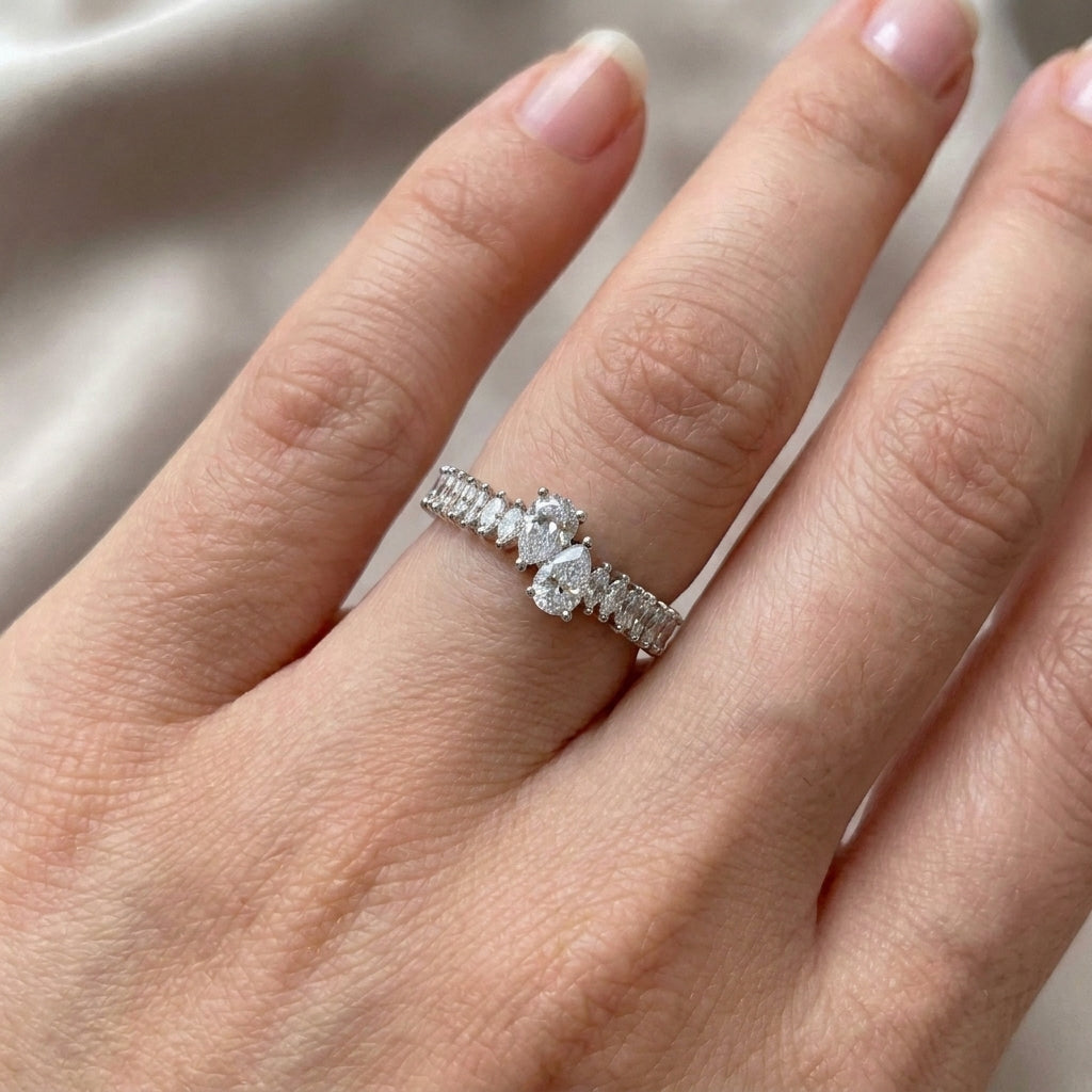 1.85 CT Lab-Grown Diamond Half Eternity Ring in 14K White Gold (D–F / VS1–VS2)
