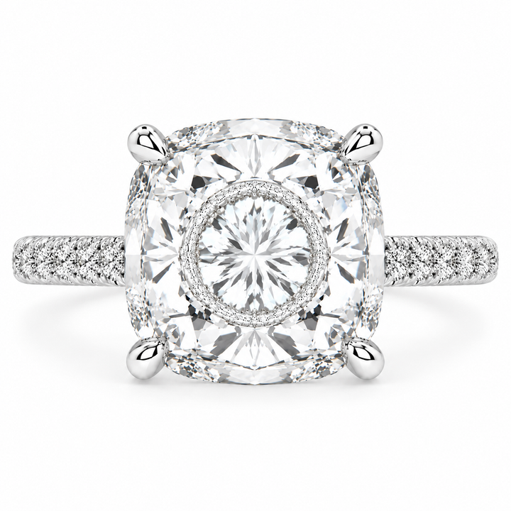 Ginevra 7.2 Carat Cushion Cut Tapered Engagement Ring