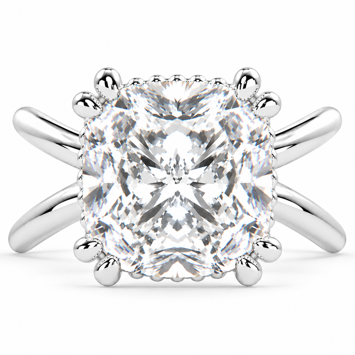 Tatiana 7 Carat Cushion Cut Solitaire Split Shank Engagement Ring