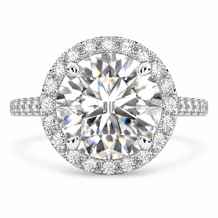 Bianca 6.5 Carat Round Cut Halo Pave Engagement Ring