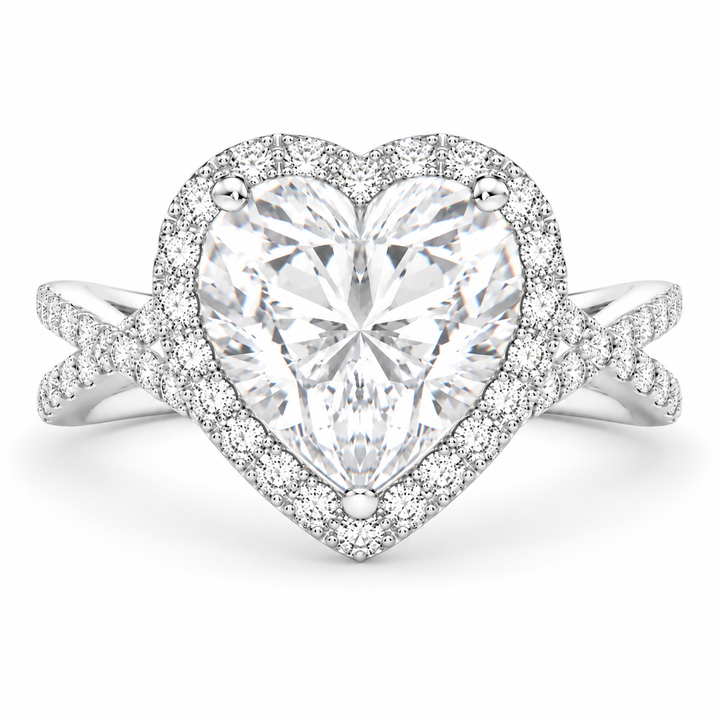 Ophelia 6.35 Carat Heart Cut Pave Halo Split Shank Engagement Ring