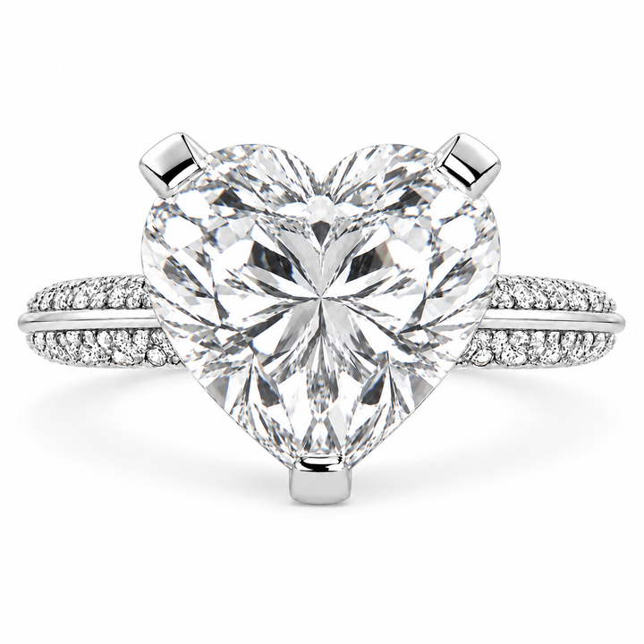 Daria 6.75 Carat Heart Cut Pave 6 Prong Engagement Ring