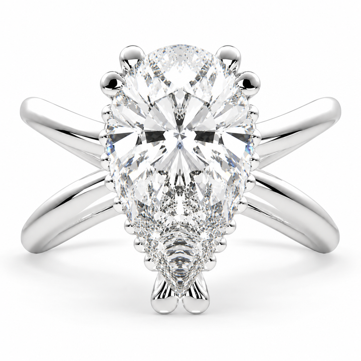 Tatiana 6 Carat Pear Cut Solitaire Split Shank Engagement Ring