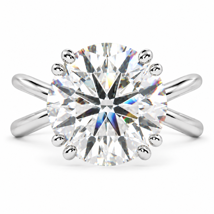 Tatiana 6 Carat Round Cut Solitaire Split Shank Engagement Ring
