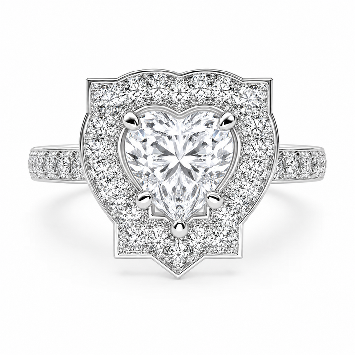 Amalia 3.5 Carat Heart Cut Halo Pave Engagement Ring