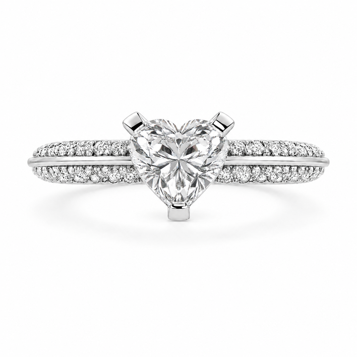 Daria 1.75 Carat Heart Cut Pave 6 Prong Engagement Ring