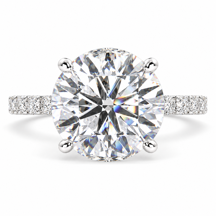 Lavinia 6.35 Carat Round Cut Side Stone 4 Prong Engagement Ring
