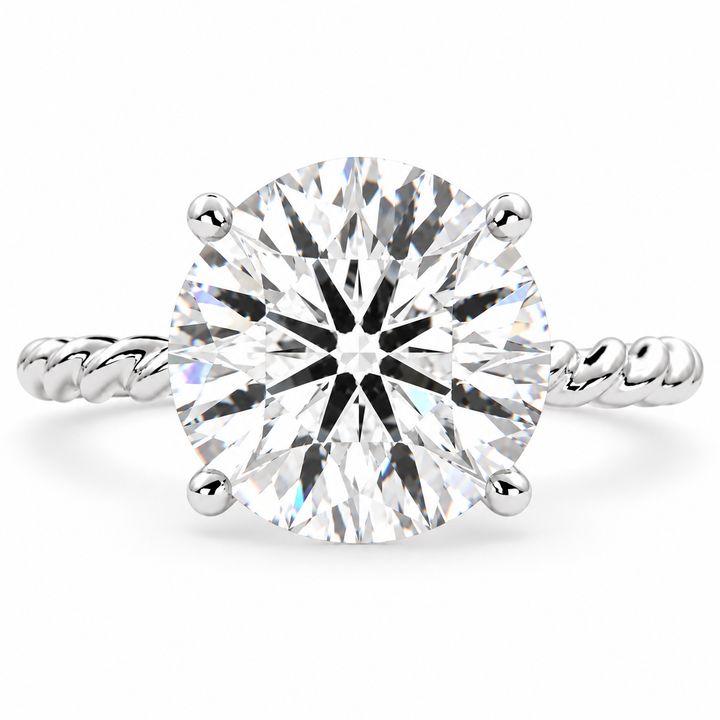 Renata 6 Carat Round Cut Solitaire Rope Engagement Ring