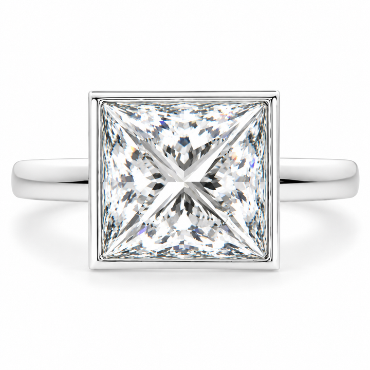 Xenia 5.15 Carat Princess Cut Halo Pave Solitaire Engagement Ring