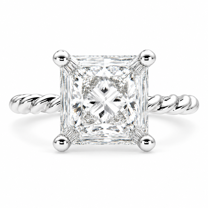Renata 5 Carat Princess Cut Solitaire Rope Engagement Ring