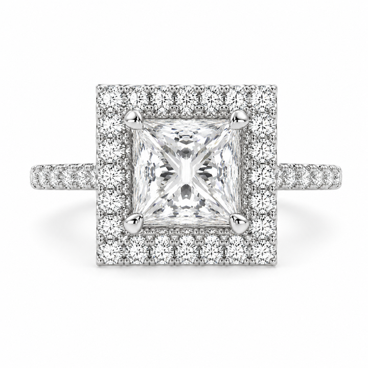 Bianca 2.5 Carat Princess Cut Halo Pave Engagement Ring