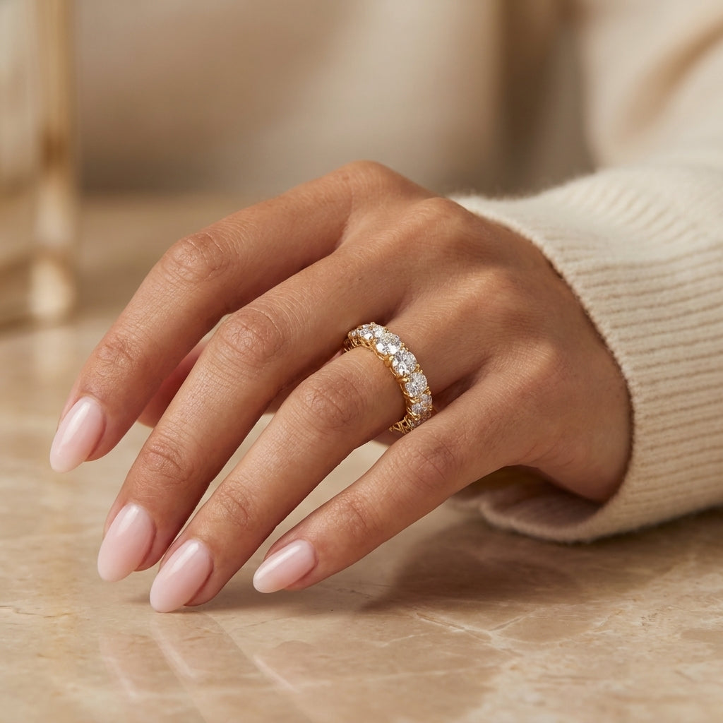 2.62 CT Lab-Grown Diamond Half Eternity Ring in 14K White Gold (D–F / VS1–VS2)