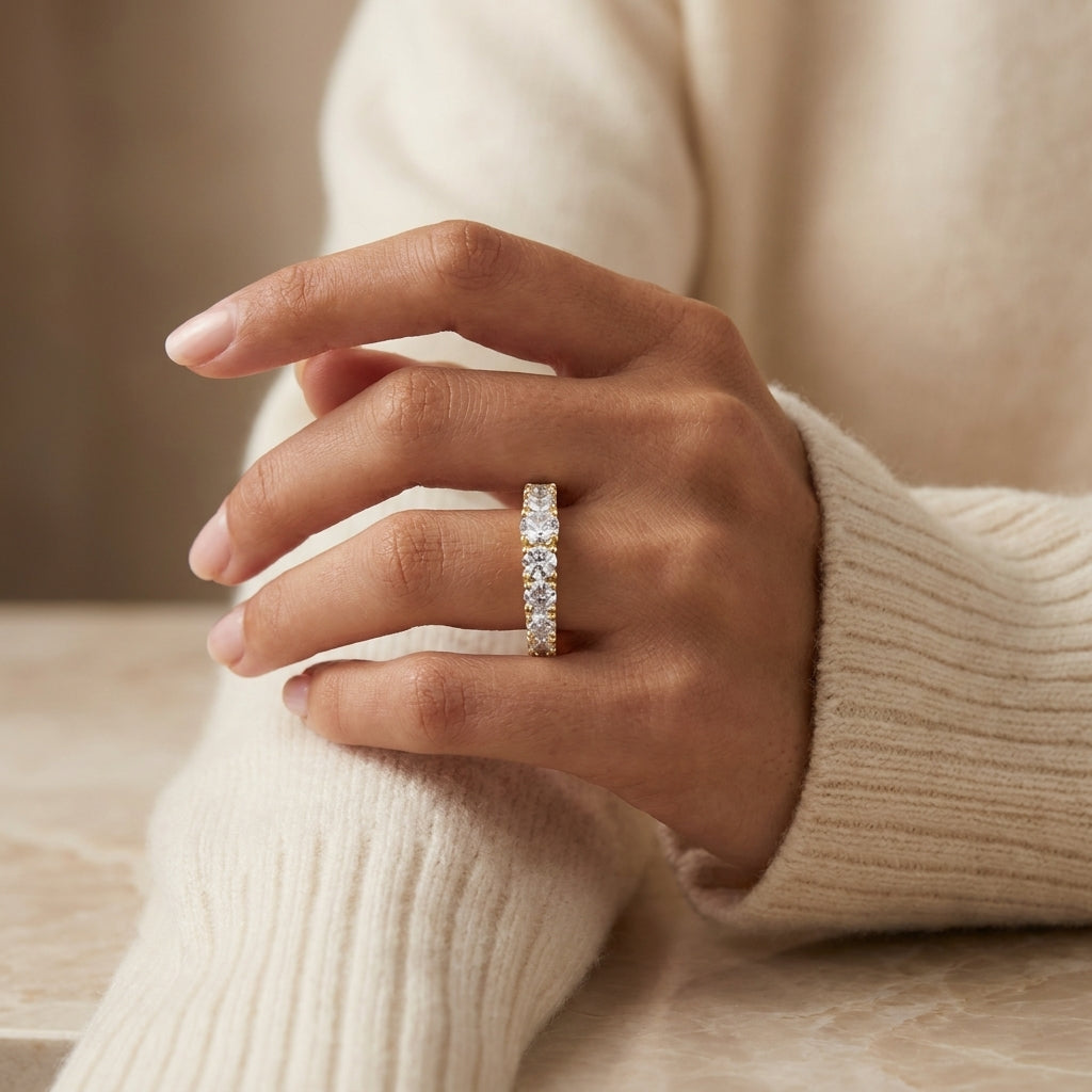 2.62 CT Lab-Grown Diamond Half Eternity Ring in 14K White Gold (D–F / VS1–VS2)