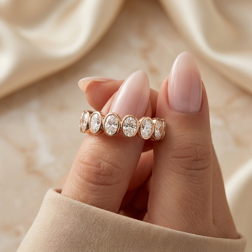 4.12 CT Lab-Grown Diamond Eternity Ring in 14K White Gold (D–F / VS1–VS2)