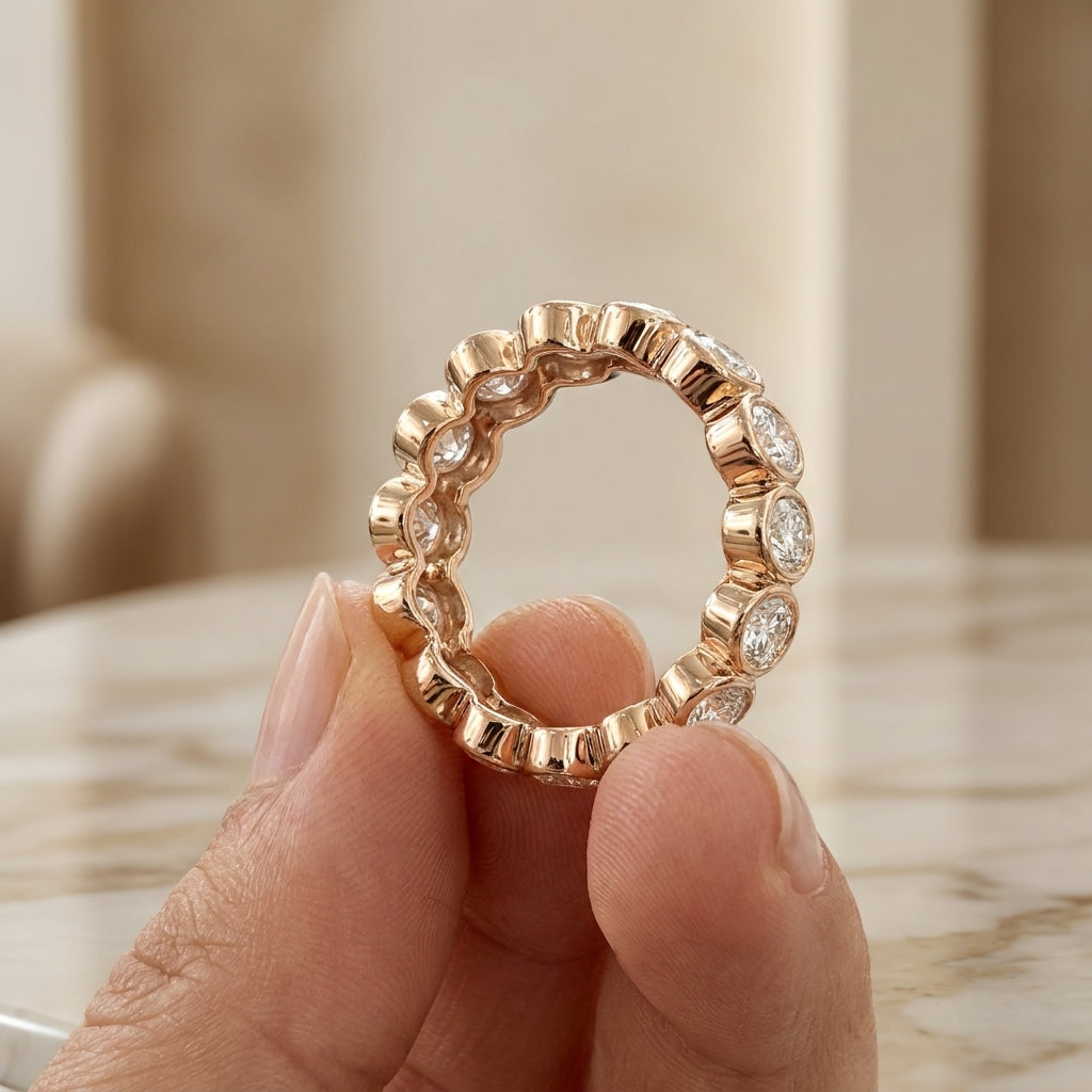 4.12 CT Lab-Grown Diamond Eternity Ring in 14K White Gold (D–F / VS1–VS2)