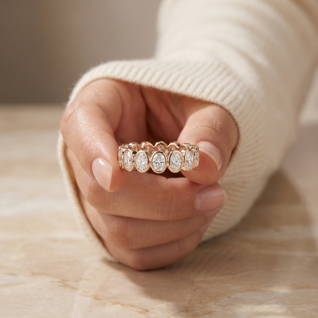 4.12 CT Lab-Grown Diamond Eternity Ring in 14K White Gold (D–F / VS1–VS2)