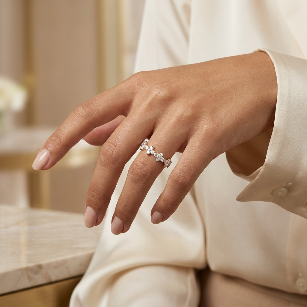 1.00 CT Lab-Grown Diamond Band Fashion Ring in 14K White Gold (D–F / VS1–VS2)