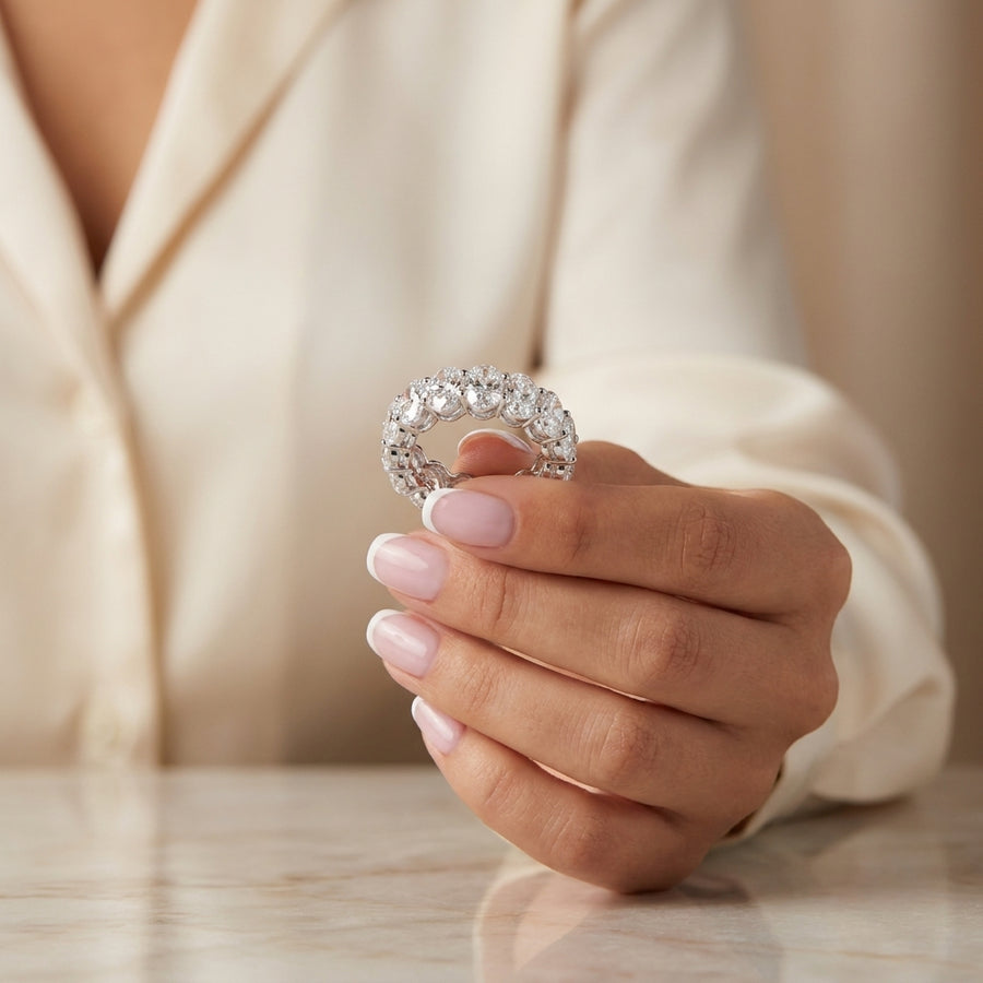 5.63 CT Lab-Grown Diamond Eternity Ring in 14K White Gold (D–F / VS1–VS2)