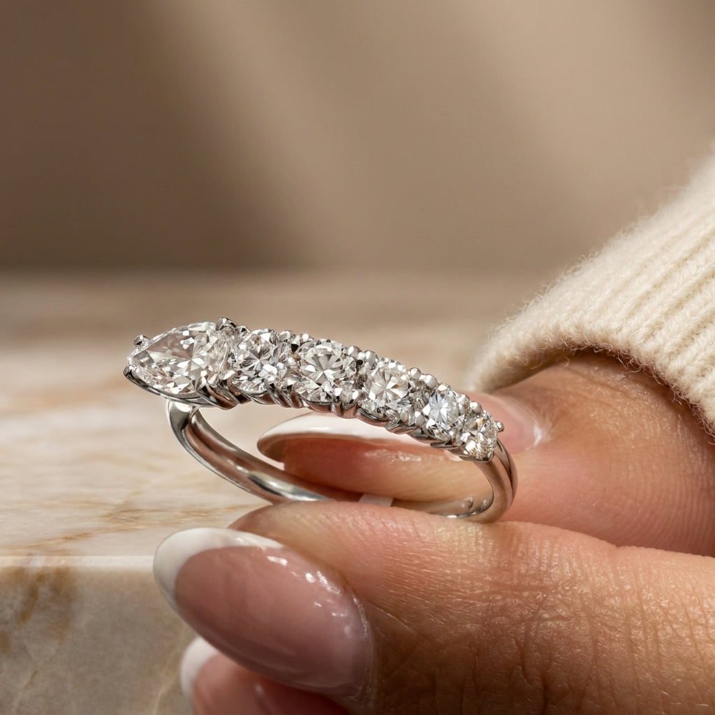1.05 CT Lab-Grown Diamond Band Fashion Ring in 14K White Gold (D–F / VS1–VS2)