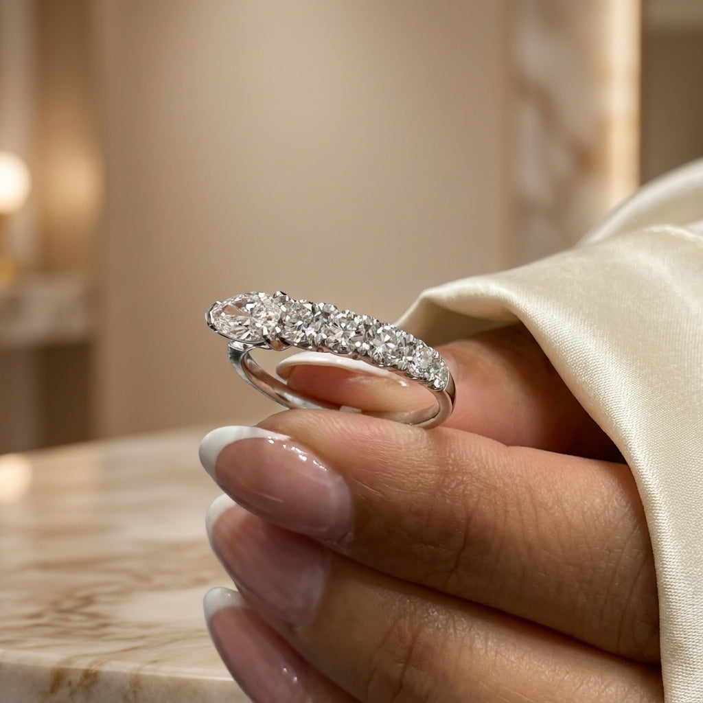 1.05 CT Lab-Grown Diamond Band Fashion Ring in 14K White Gold (D–F / VS1–VS2)